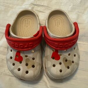 CROCS Kids' Heart Design Sandals - Red and White